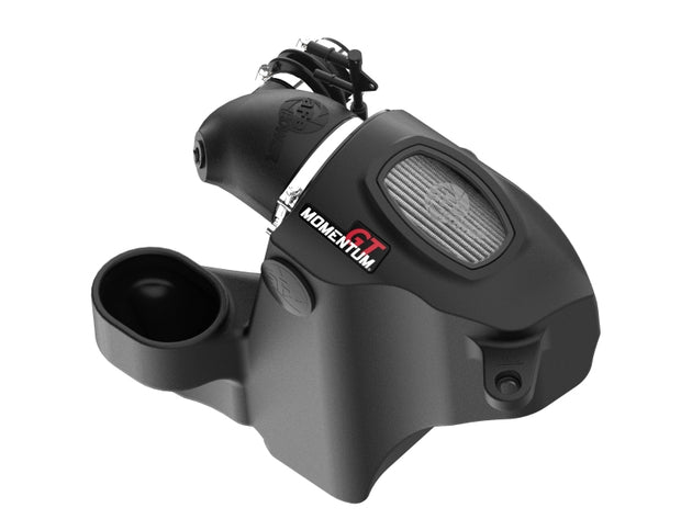 aFe Momentum GT cold air intake system with Pro DRY S filter installed in a Jeep Grand Cherokee 4xe 2022-2025, engine bay view