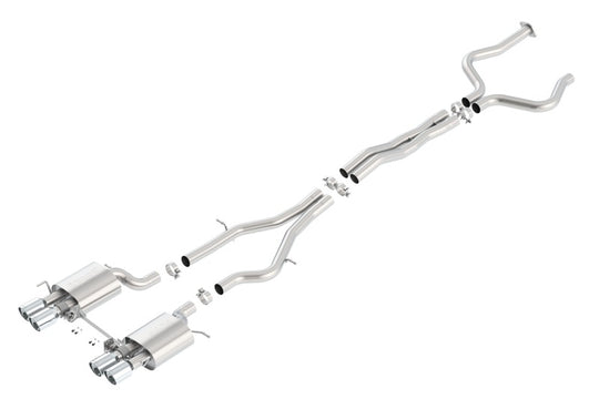 Borla catback exhaust system for 2016 Cadillac ATS-V with 3.6L twin turbo, dual 4-inch tips, rear exit, stainless steel design