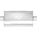 MagnaFlow Mag SS muffler with 22x5x11 inch dimensions and 3-inch center inlet, showing a polished stainless steel finish.