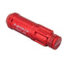 NRG 700 Series M12 x 1.25 steel lug nut set with dust cap covers, locks, and lock socket in red for vehicle wheels.