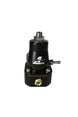 Aeromotive adjustable billet fuel pressure regulator with dual -6 inlets and single -6 return in black finish.