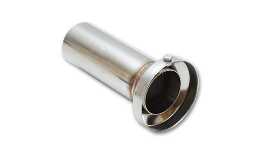 Vibrant low inner silencer muffler with 3.90-inch OD and single wall exhaust tip, featuring a 2.5-inch OD tuning tube.