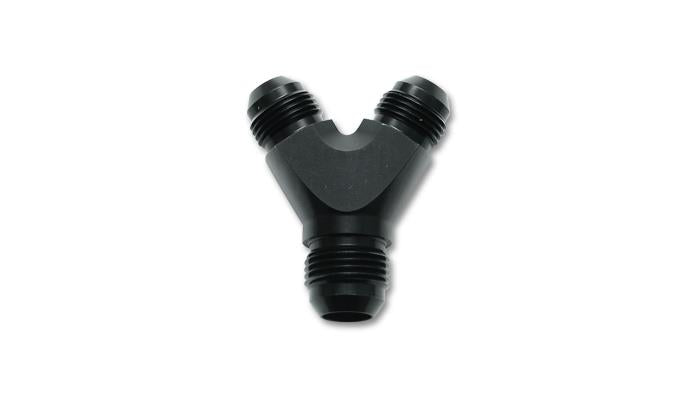 Vibrant aluminum -8AN Y-adapter fitting with three -8AN ports for hydraulic or fuel line connections.