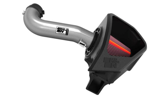 K&N Engineering Chevy/GMC 1500 V8 6.2L NextGen aluminum cold air intake system installed in a pickup truck engine bay.