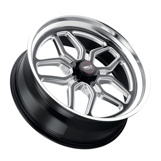 Weld S107 Laguna 22x8.5 cast wheels in gloss black with 5x127 bolt pattern and 78.1mm diameter, showing the wheel face.