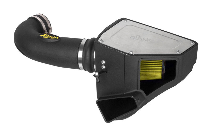 Airaid Chevrolet Camaro SS V8-6.2L performance cold air intake system with yellow oiled filter and durable black intake tubing.