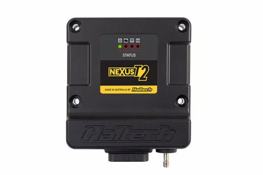 Haltech NEXUS T2 ECU programmer and tuner device showing display and control buttons for vehicle engine management.