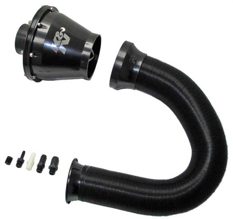 K&N Engineering Apollo Black 70mm cold air intake with black plastic filter housing and metal mounting brackets.
