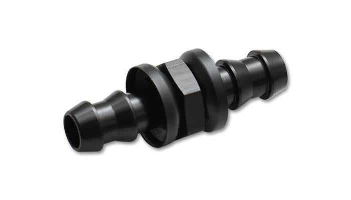 Vibrant -6AN barbed union fitting, automotive fluid fitting with durable metal construction, designed for secure hose connections