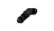 Vibrant black anodized -10AN bulkhead 45-degree elbow fitting for automotive and aerospace fluid systems.