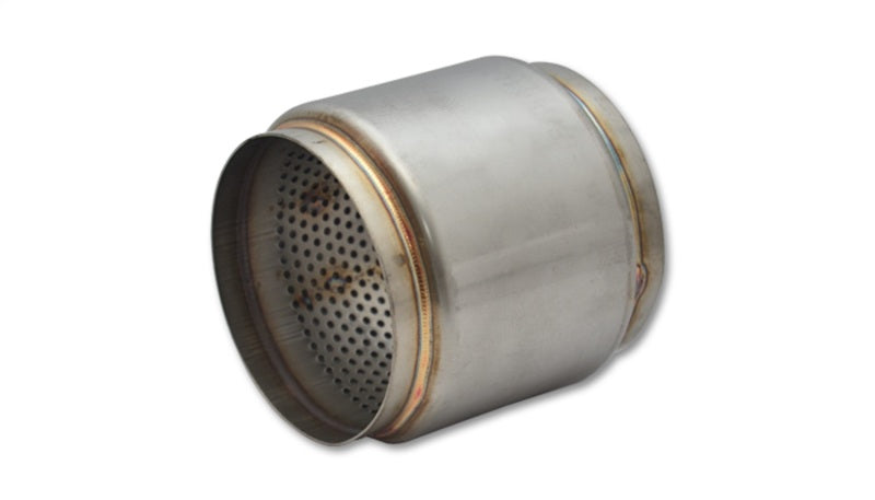 Vibrant SS Race Muffler with 4.5-inch inlet and outlet, 5-inch length, stainless steel construction, designed for high-performance exhaust.