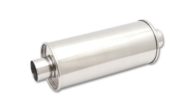 Vibrant StreetPower Round Muffler 5x9x14 inches with 2.25-inch I.D. and O.D. for automotive exhaust systems