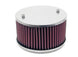 K&N Engineering universal round air filter with 1.625-inch flange and 2.75-inch height, designed for direct fit applications.