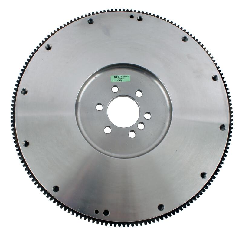 McLeod Racing steel flywheel for Chevy LS engines, compatible with Camaro, Firebird, and Corvette, shown with gear teeth and mounting surface.