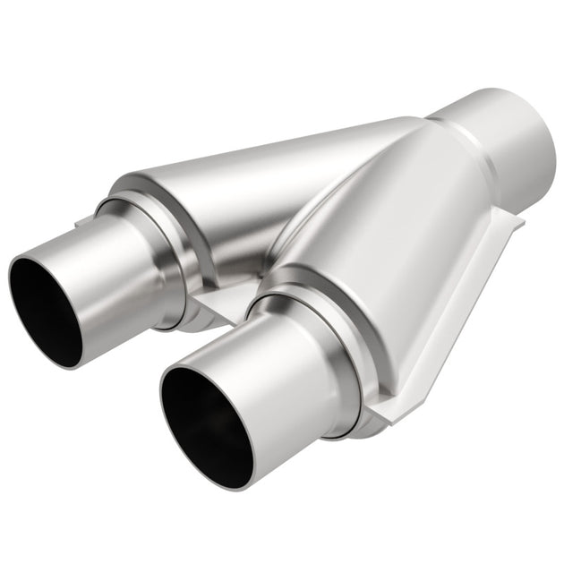 MagnaFlow Y Pipe, smooth transition, 2.5/3 inch diameter, 10-inch length, aluminum construction, automotive exhaust component