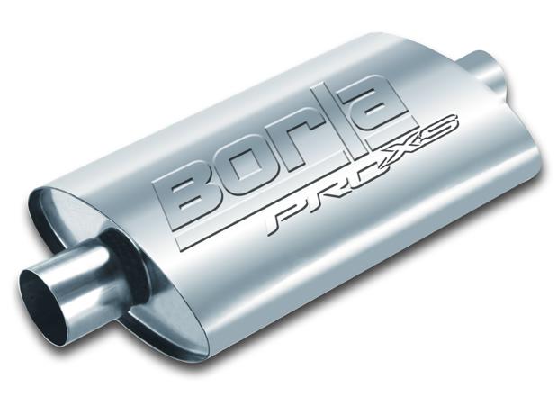 Borla 2.25-inch dual inlet/outlet Turbo XL muffler, 19x9.5x4 inches, stainless steel automotive exhaust component.