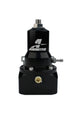 Aeromotive fuel pressure regulator with 30-120 PSI range, .313 valve, and dual AN-10 inlets and bypass for automotive performance.