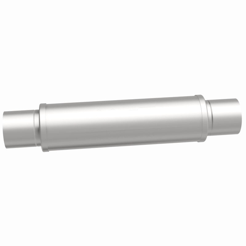 MagnaFlow MagnaSS muffler with 3-inch inlet and 14x4x4-inch dimensions, showcasing the stainless steel construction.