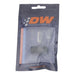 DeatschWerks 6AN male flare to 3/8-inch male NPT fitting in matte black anodized finish, suitable for fuel and oil lines.