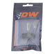 DeatschWerks 6AN male flare to 3/8-inch male NPT fitting in matte black anodized finish, suitable for fuel and oil lines.