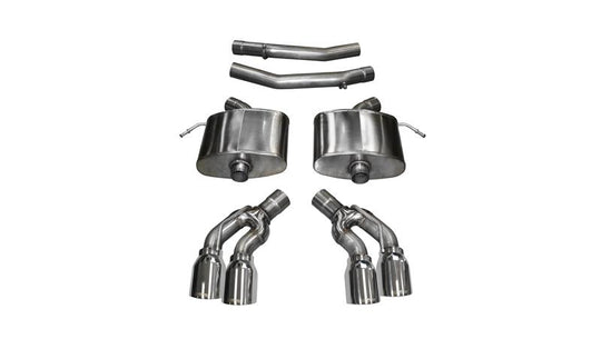 Polished Xtreme Axle-Back Exhaust for Cadillac CTS V (2016-2019) with 6.2L V8 engine, showcasing the CORSA Performance exhaust system.