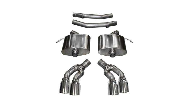 Polished Xtreme Axle-Back Exhaust for Cadillac CTS V (2016-2019) with 6.2L V8 engine, showcasing the CORSA Performance exhaust system.