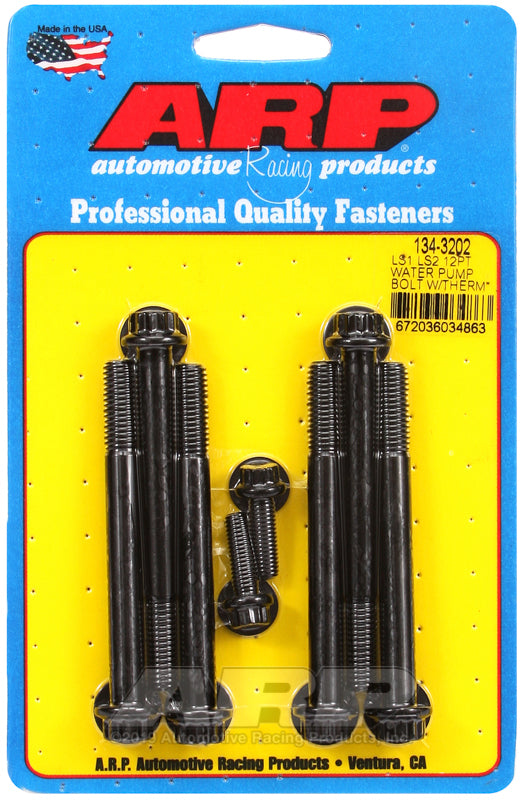 ARP LS1 LS2 12pt water pump and thermostat housing bolts kit, durable hardware for engine assembly and repairs.