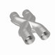 MagnaFlow Smooth Trans X 2.5-inch stainless steel X pipe for exhaust systems, shown in a close-up image.