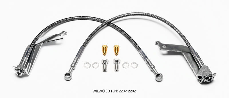 Wilwood rear brake line kit for 1999-2004 Ford Mustang GT, flexible brake lines with fittings for enhanced braking performance.