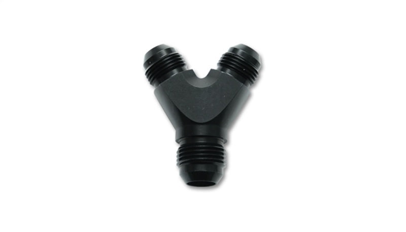 Vibrant aluminum -8AN Y-adapter fitting with three -8AN ports, designed for high-performance automotive or fluid systems.
