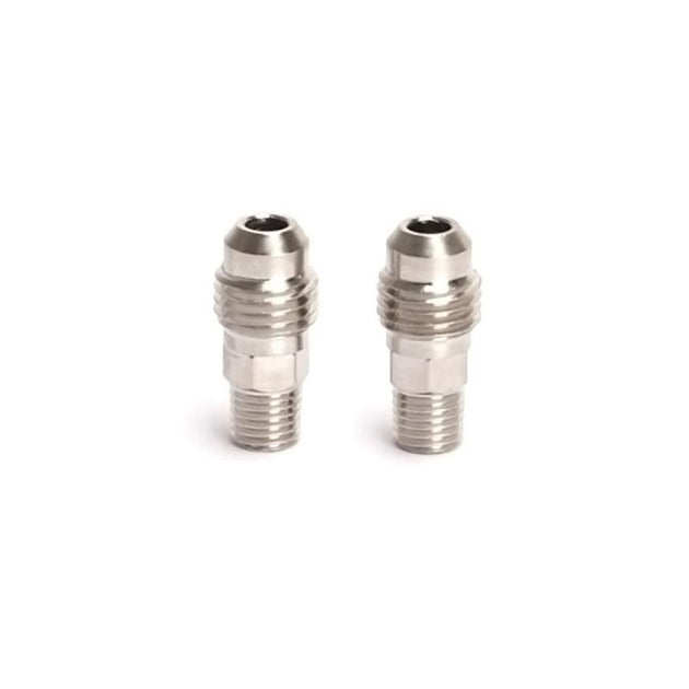 Turbosmart 1/16in NPT Male AN-3 flare fitting showing metal fitting with threaded end and polished surface.