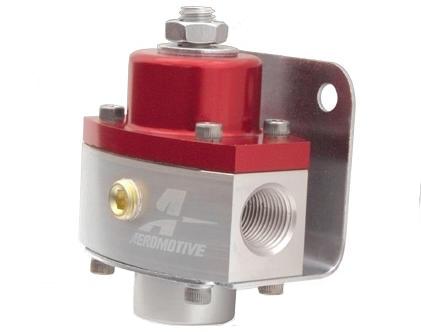 Aeromotive billet fuel pressure regulator with adjustable control and dual 2-port AN-6 fittings for carbureted engines.