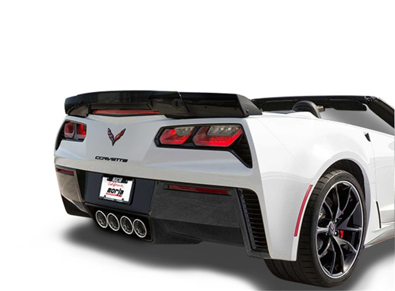 Borla catback exhaust system for 2015 Chevy Corvette C7 Z06 6.2L with quad RD RL AC tips and center rear exit design.