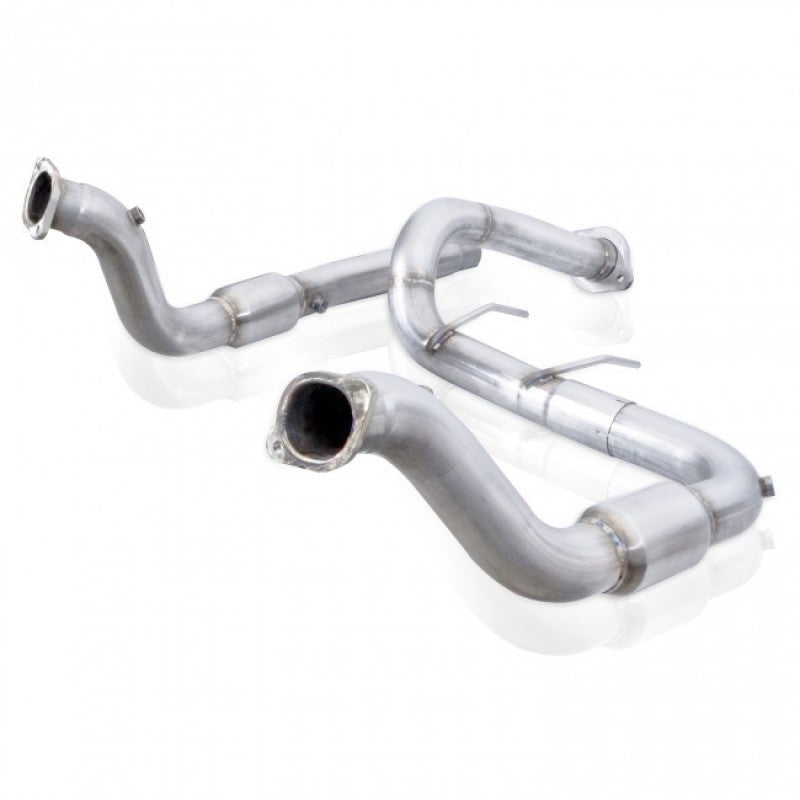 Stainless Works 2017 F-150 Raptor 3.5L downpipe with high-flow catalytic converters and factory connection, automotive exhaust part
