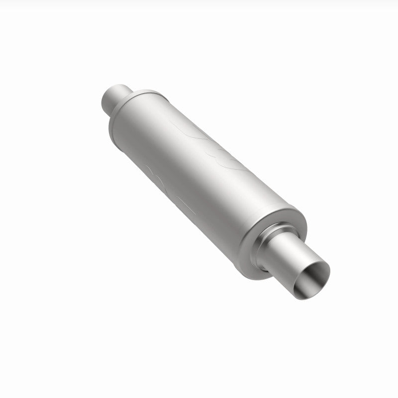 Magnaflow MagnaFlow Mag SS muffler with 14x4x4 inch dimensions and dual 2-inch inlet and outlet pipes, vehicle exhaust component