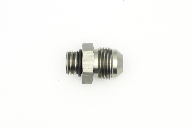 DeatschWerks 6AN ORB Male to 8AN Male Flare Fitting with O-ring, durable metal automotive fitting for high-performance fluid connections.