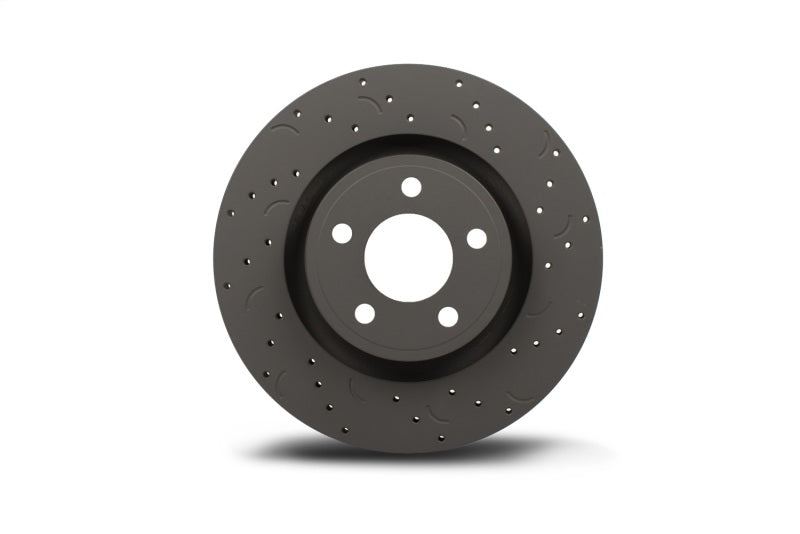 Hawk Performance Talon brake rotors with slot and drilled design, shown in a close-up view highlighting their performance features.