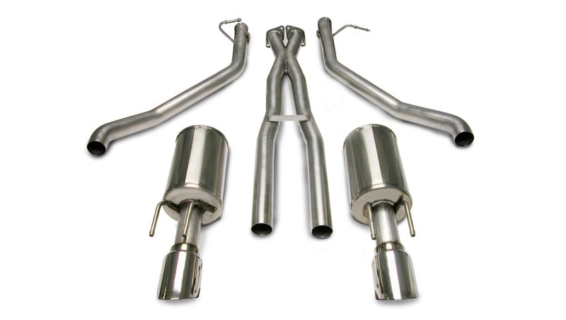 Polished stainless steel Corsa Sport Catback exhaust system with dual tips for 2005-2006 Pontiac GTO 6.0L V8, featuring XPipe design.