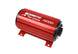 Aeromotive A1000 fuel pump for EFI or carbureted engines, shown in a close-up with metallic finish and connection fittings.