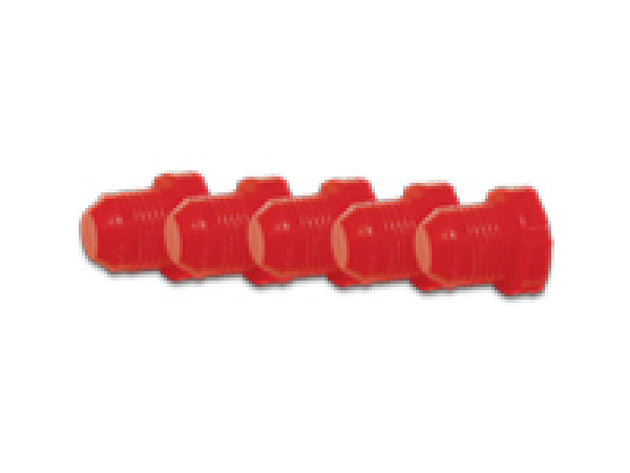Vibrant Male AN Flare Plug AN-4 fitting with vibrant red color and metal construction, designed for automotive or industrial use.