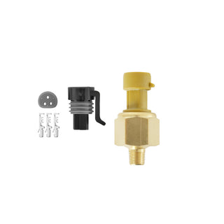AEM 5 BAR MAP sensor kit with brass sensor and flying lead, displaying gauge and wiring components for automotive boost measurement.