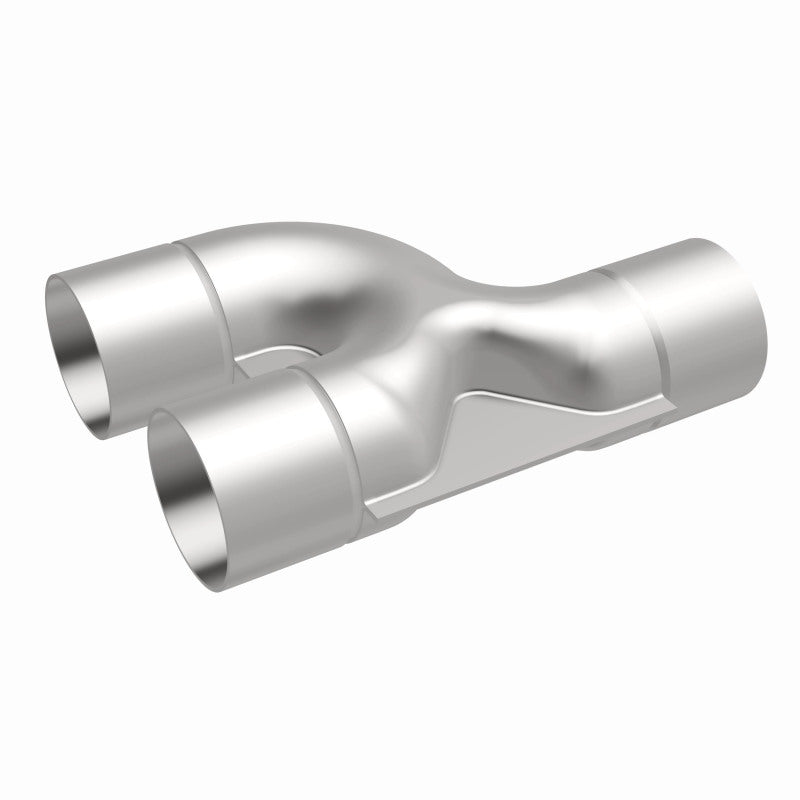 MagnaFlow Smooth Trans Y pipe, 2.50-inch stainless steel, 90-degree Y pipe for exhaust systems, shown in the image.