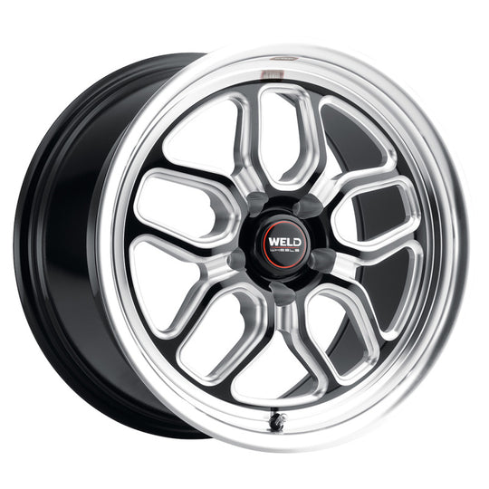 Weld S152 Laguna Drag 17x10 cast wheels in gloss black with 5x115 bolt pattern, ET30 offset, 78.1mm bolt circle, BS6.70.