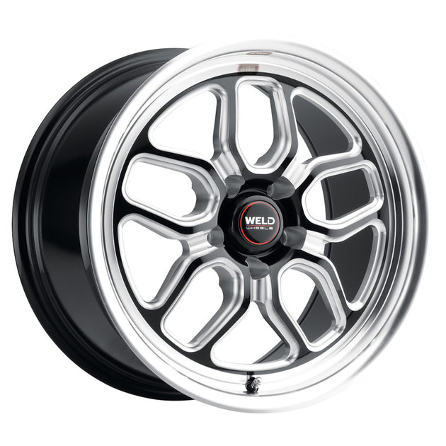 Weld S152 Laguna Drag 17x10 cast wheels in gloss black with 5x115 bolt pattern, ET30 offset, 78.1mm bolt circle, BS6.70.