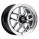 Weld S152 Laguna Drag 17x10 cast wheels in gloss black with 5x115 bolt pattern, ET30 offset, 78.1mm bolt circle, BS6.70.