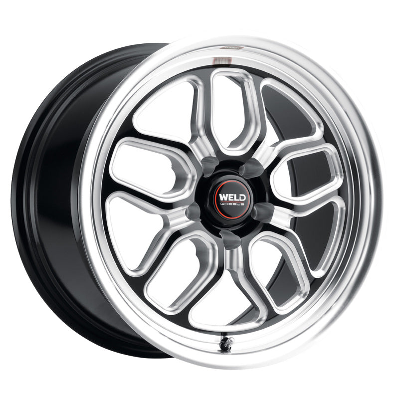 Weld S152 Laguna Drag 17x10 cast wheels in gloss black with 5x115 bolt pattern, ET30 offset, 78.1mm bolt circle, BS6.70.