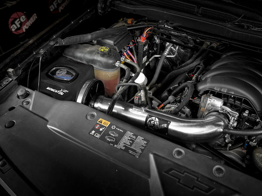 aFe Momentum XP Cold Air Intake System with Pro 5R media installed in a 14-19 GM Silverado/Sierra 1500.