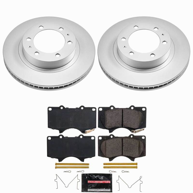 PowerStop Z23 coated front brake kit for 2003-2009 Toyota 4Runner, includes brake rotors and pads for performance stopping.