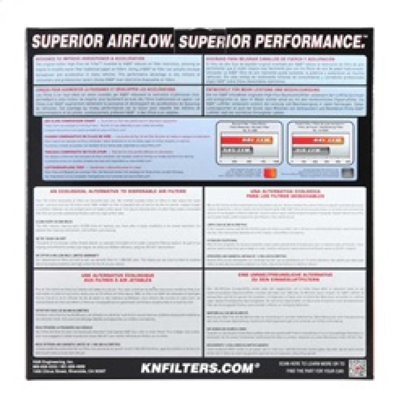K&N Engineering round replacement air filter, 11-inch diameter, 9-1/4-inch inside diameter, 6-inch height for drop-in air filtration.