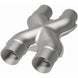 MagnaFlow Smooth Trans X 2.25/2.25 stainless steel X pipe for exhaust systems, showing the polished pipe with welded joints.